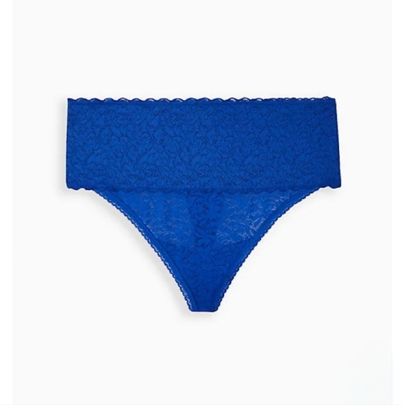 THONG PANTY - 4-WAY STRETCH LACE BLUE - Picture 4 of 4